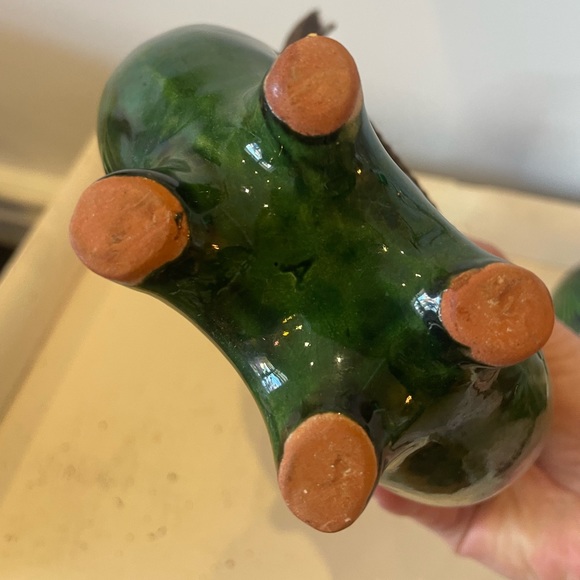 Ornate Vintage Green and Black Ring Decanter & Matching Vase/Carafe Set - Picture 8 of 8